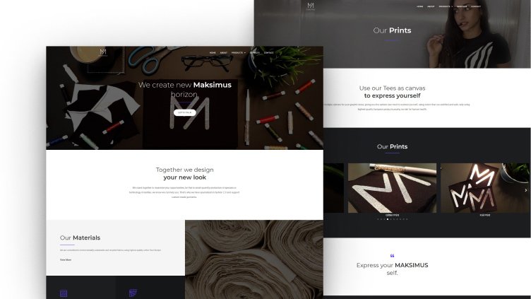Website design showcasing a modern textile company with a stylish layout and vibrant product images.