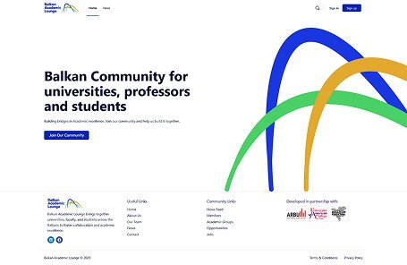 Screenshot of the Home page from the Balkan Academic Lounge website.