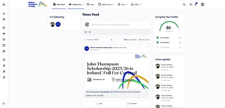 Screenshot of the News Feed page from the Balkan Academic Lounge website.