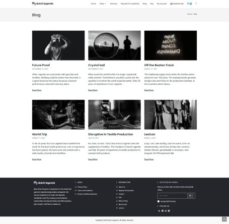 Screenshot of the Blog Archive page from the Dutch Legends website.